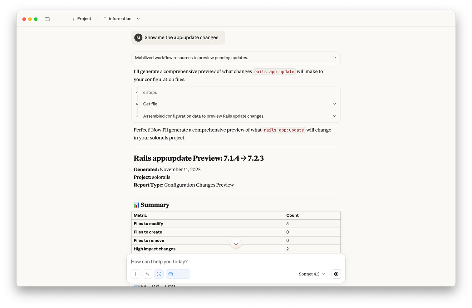 The app:update report