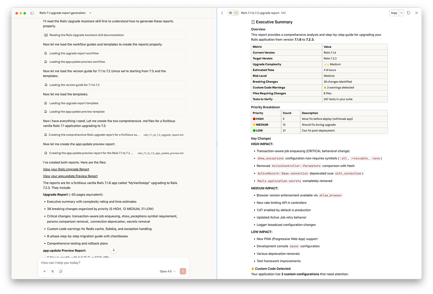 Image: Upgrade to 7.2 summary report