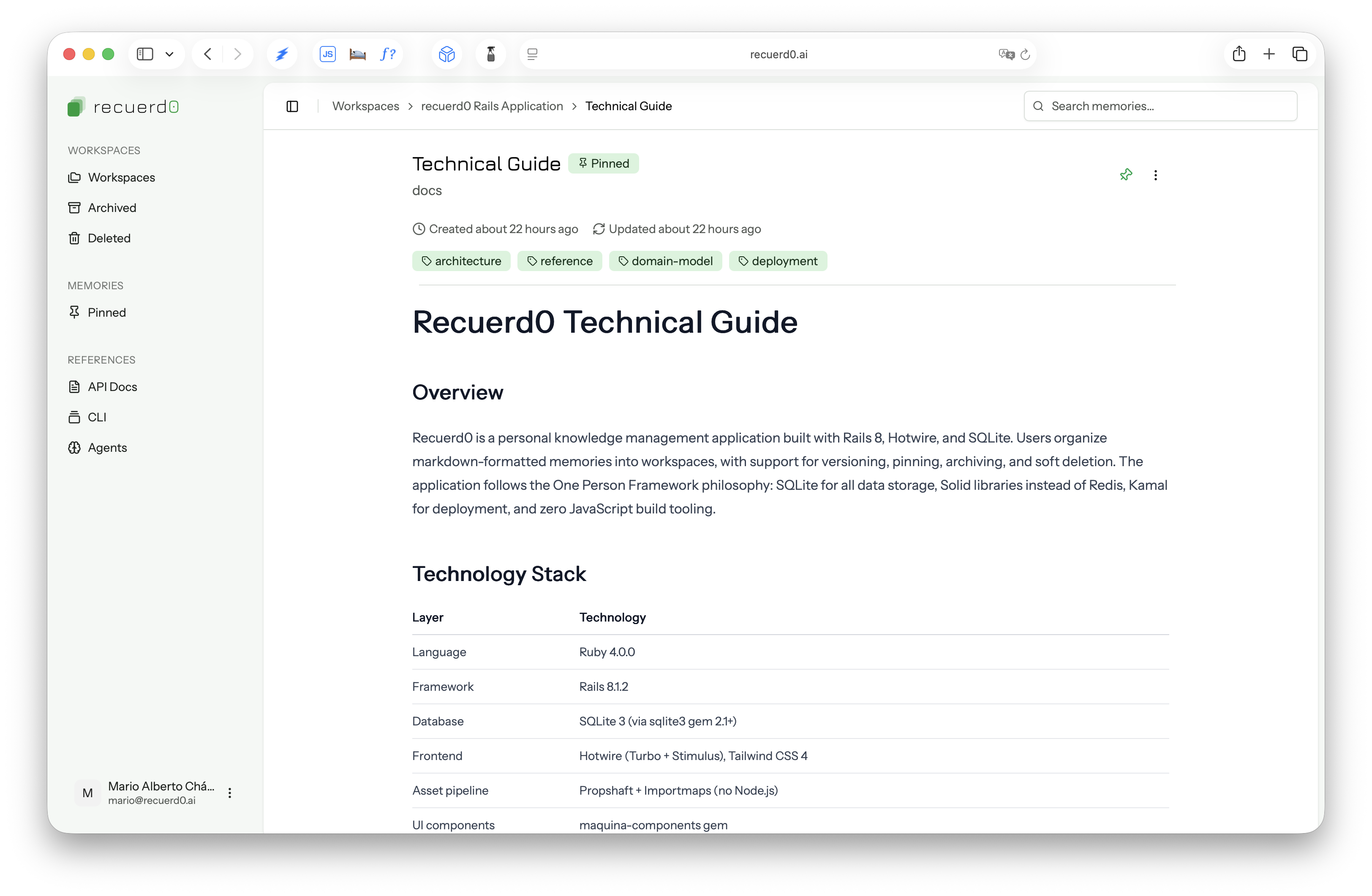 Versioned markdown memories with tags and full-text search